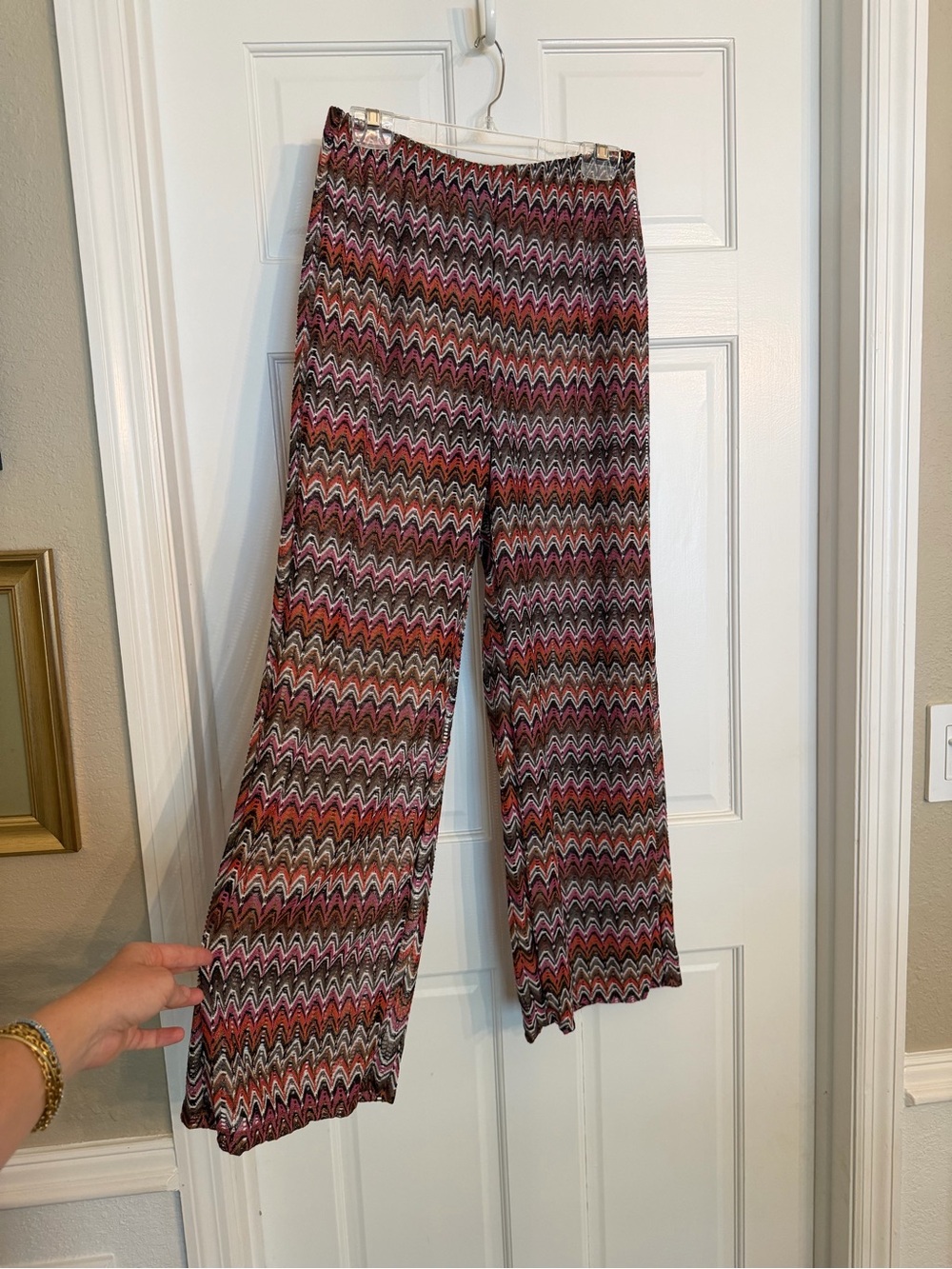 Womens Multicolor Crochet Wide-Leg Pants/Swim Cover-up